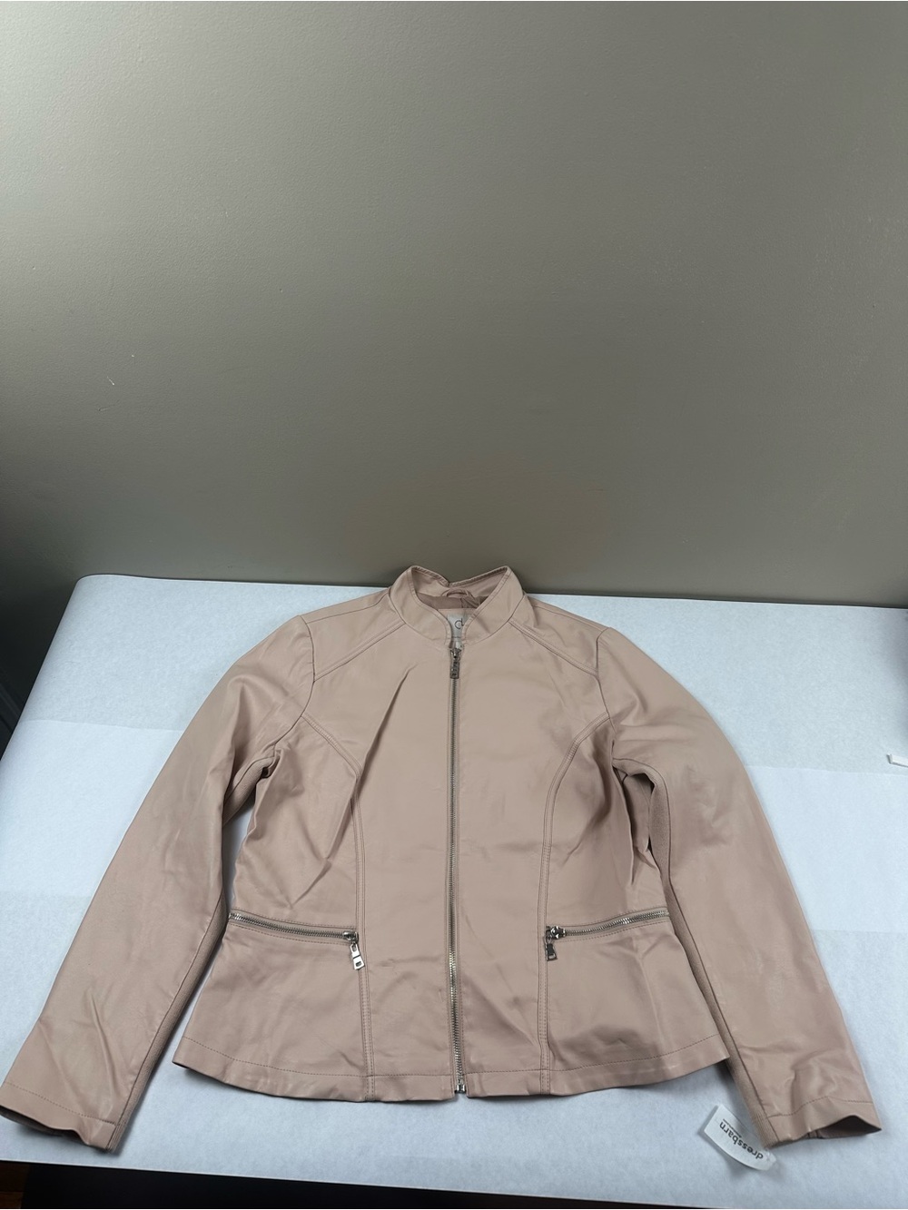dressbarn Blush Beige Zip-Front Jacket- Size Large BNWT